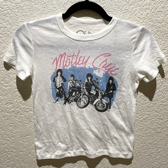 NWT Chaser Motley Crue graphic Tee Ivory Size XXS World Tour 87 - Picture 3 of 10